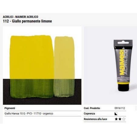 112 Giallo permanente limone - Maimeri acrilico