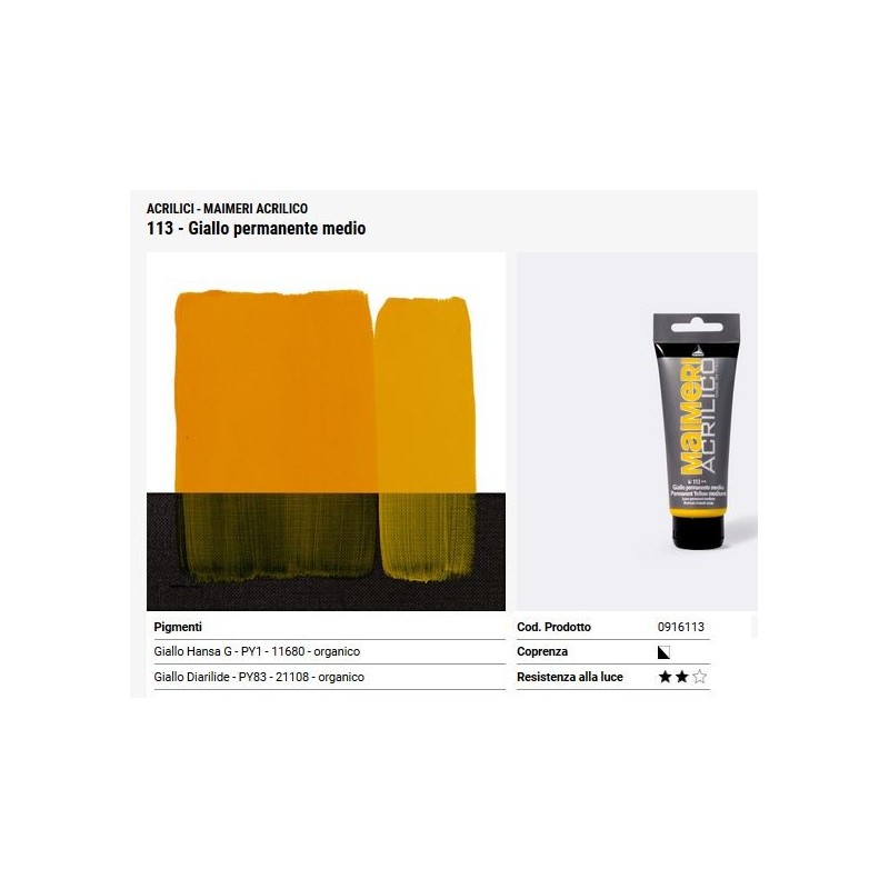 113 Giallo permanente medio - Maimeri acrilico