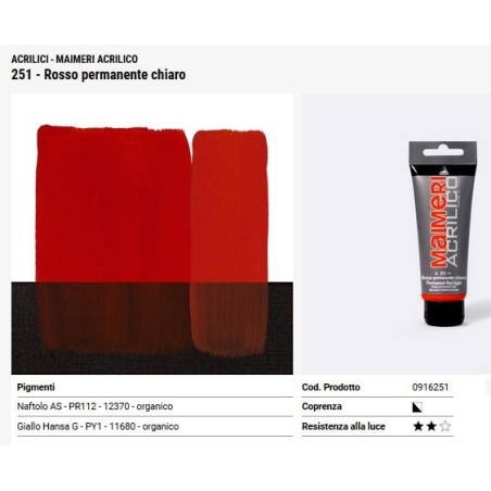 251 Rosso permanente chiaro - Maimeri acrilico