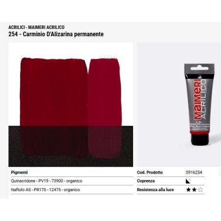 254 Carminio d'Alizarina permanente - Maimeri acrilico