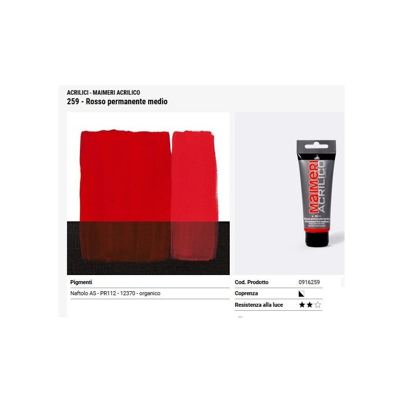 259 Rosso permanente medio - Maimeri acrilico