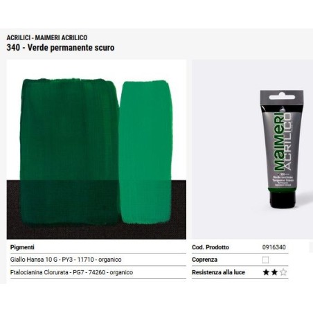 340 Verde permanente scuro - Maimeri acrilico