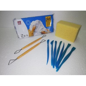 Pacco 121 - Kit Argilla a freddo Bianca e utensili