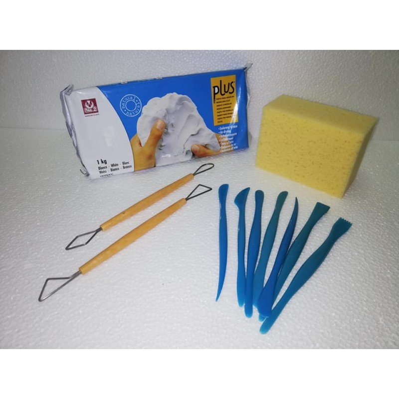 Pacco 121 - Kit Argilla a freddo Bianca e utensili