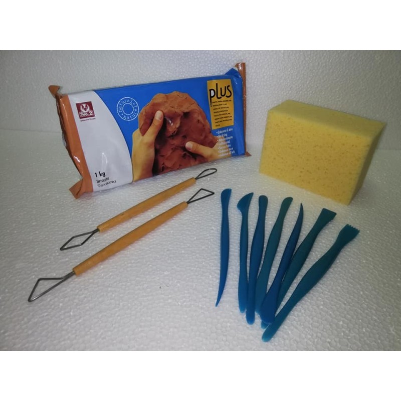 Pacco 122 - Kit Argilla a freddo Rossa e utensili