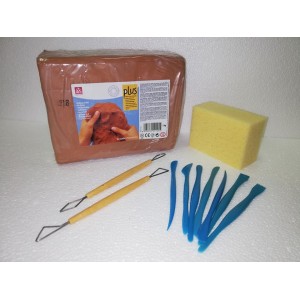 Pacco 123 - Kit Grande Argilla a freddo Rossa e utensili