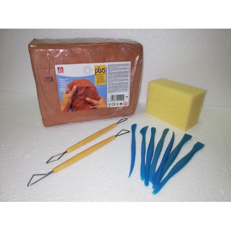 Pacco 123 - Kit Grande Argilla a freddo Rossa e utensili
