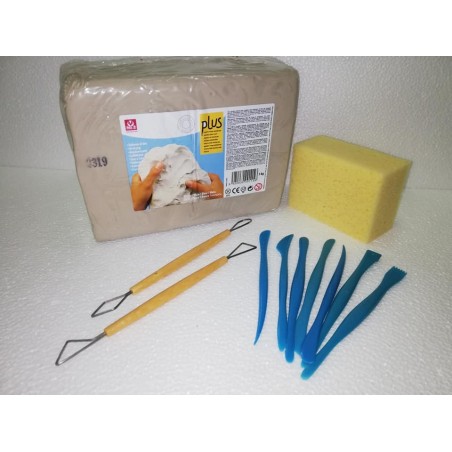 Pacco 124 - Kit Grande Argilla a freddo Bianca e utensili