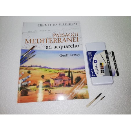 Pacco Acquarelli 4 - Libro " Paesaggi mediterranei" e set 12 acquarelli