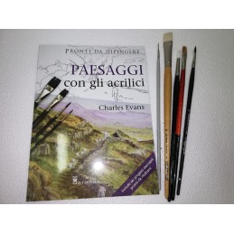 Pacco Acrilico 1 - Libro " Paesaggi ad acrilico" e pennelli