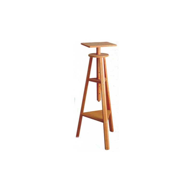3.38 Trespolo in legno da scultura, da terra con basamento, piatto cm.34x34