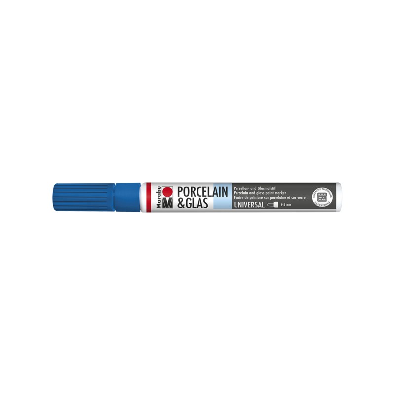 Marabu Blu genziana 142 - Porcelain & Glass Painter, punta 1-2 mm