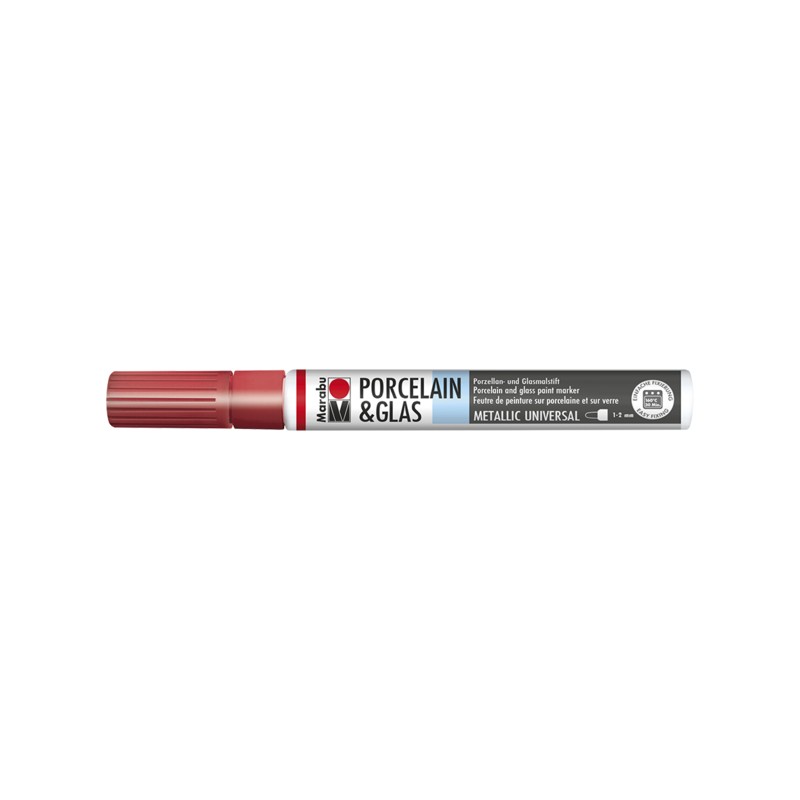 Marabu Rosso metallizzato 732 - Porcelain & Glass Painter, punta 1-2 mm