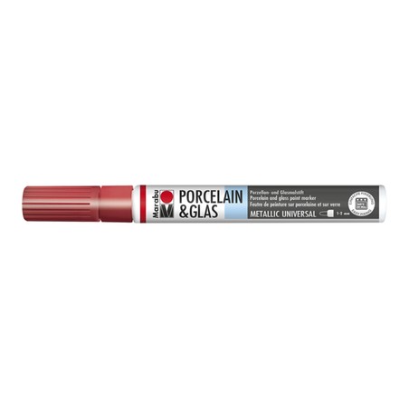Marabu Rosso metallizzato 732 - Porcelain & Glass Painter, punta 1-2 mm