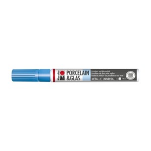 Marabu Blu metallizzato 752 - Porcelain & Glass Painter, punta 1-2 mm
