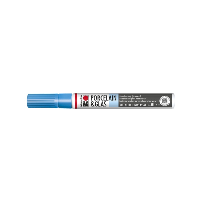 Marabu Blu metallizzato 752 - Porcelain & Glass Painter, punta 1-2 mm
