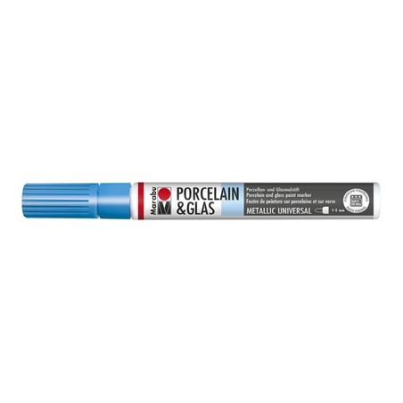 Marabu Blu metallizzato 752 - Porcelain & Glass Painter, punta 1-2 mm