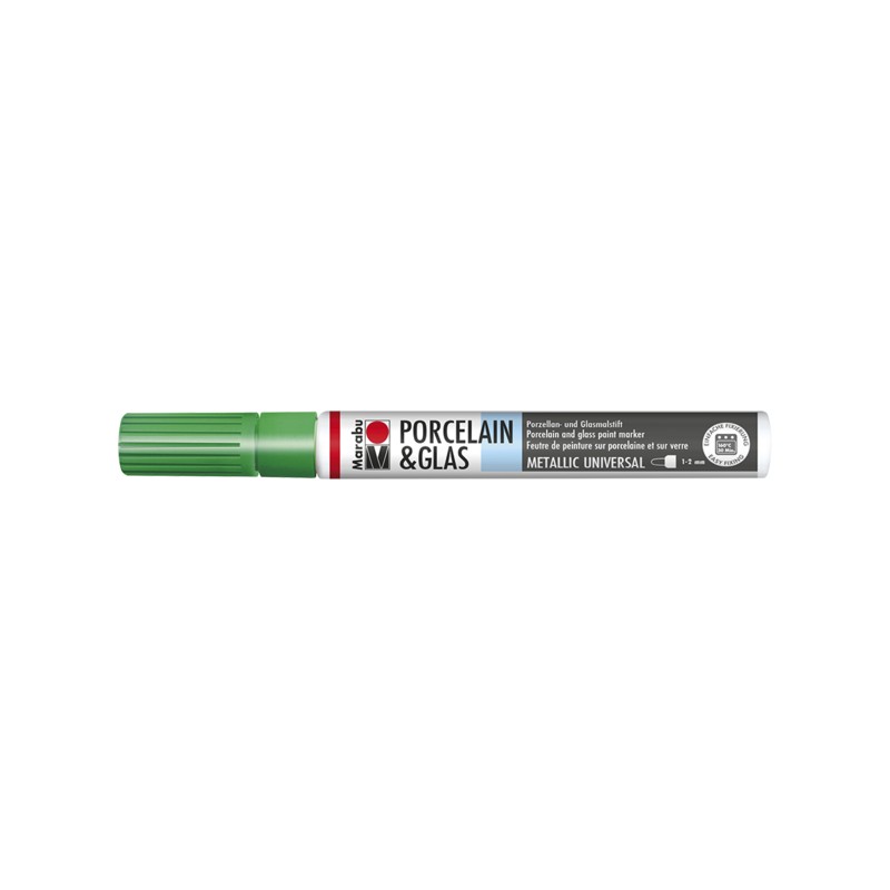 Marabu Verde metallizzato 767 - Porcelain & Glass Painter, punta 1-2 mm