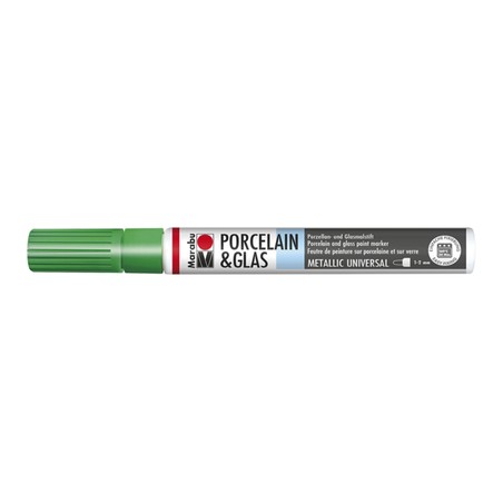 Marabu Verde metallizzato 767 - Porcelain & Glass Painter, punta 1-2 mm