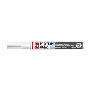 Marabu Bianco metallizzato 770 - Porcelain & Glass Painter, punta 1-2 mm