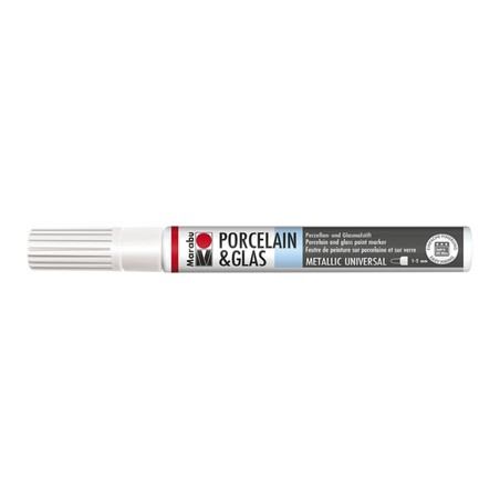 Marabu Bianco metallizzato 770 - Porcelain & Glass Painter, punta 1-2 mm