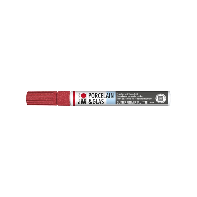Marabu Rosso glitter 532 - Porcelain & Glass Painter, punta 1-2 mm