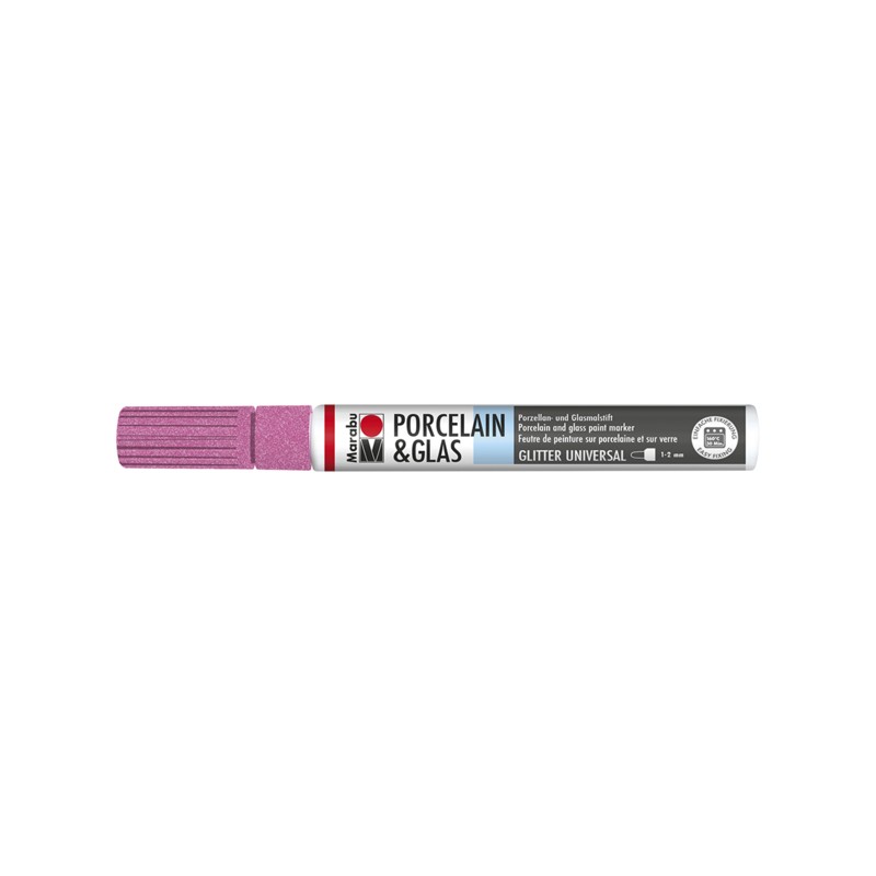 Marabu Rosa glitter 533 - Porcelain & Glass Painter, punta 1-2 mm