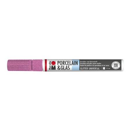 Marabu Rosa glitter 533 - Porcelain & Glass Painter, punta 1-2 mm
