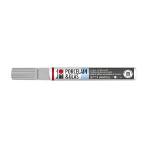 Marabu Argento glitter 582 - Porcelain & Glass Painter, punta 1-2 mm