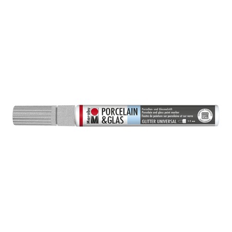 Marabu Argento glitter 582 - Porcelain & Glass Painter, punta 1-2 mm