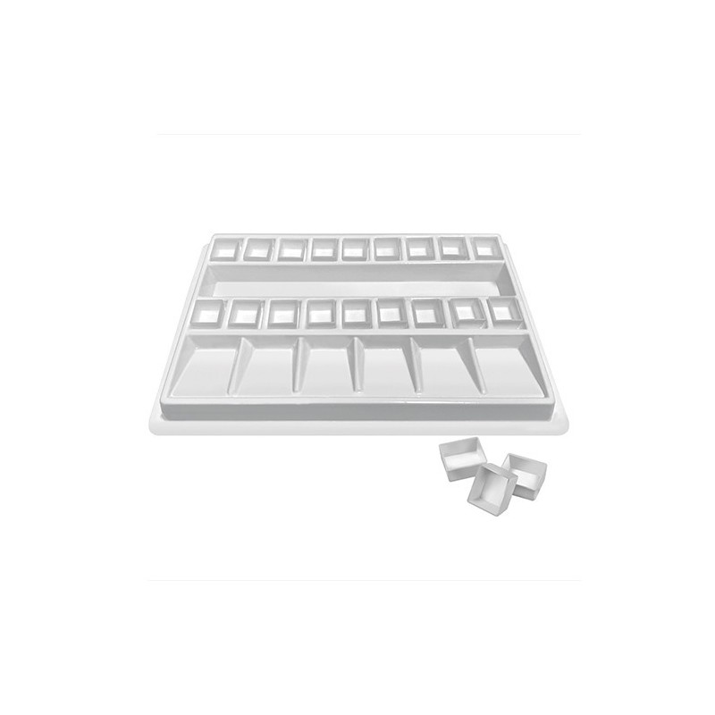 Tavolozza cm.22,5x15,5 con 18 vaschette godet, acrilico