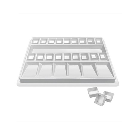 Tavolozza cm.22,5x15,5 con 18 vaschette godet, acrilico