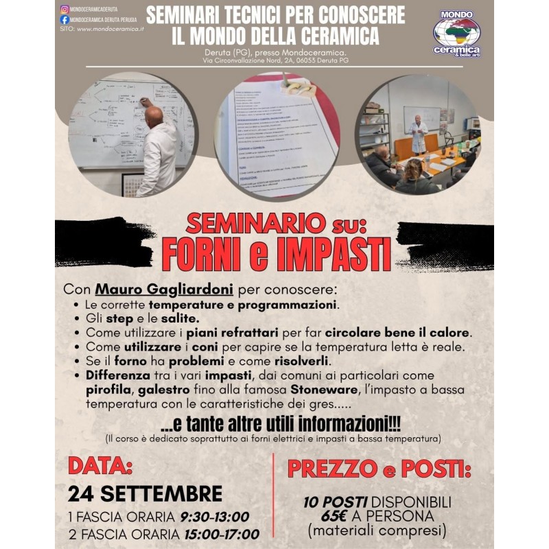 24 settembre 2026 SEMINARIO su UTILIZZO del Forno e Impasti  con Mauro Gagliardoni