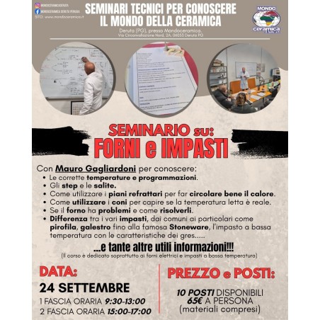 24 settembre 2026 SEMINARIO su UTILIZZO del Forno e Impasti  con Mauro Gagliardoni