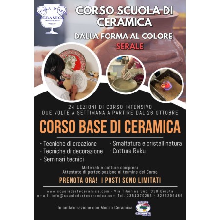 Corso serale SCUOLA di CERAMICA - 24 lezioni dalla creazione alla decorazione