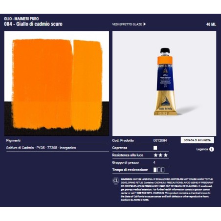 084 Giallo di Cadmio scuro - Maimeri Puro