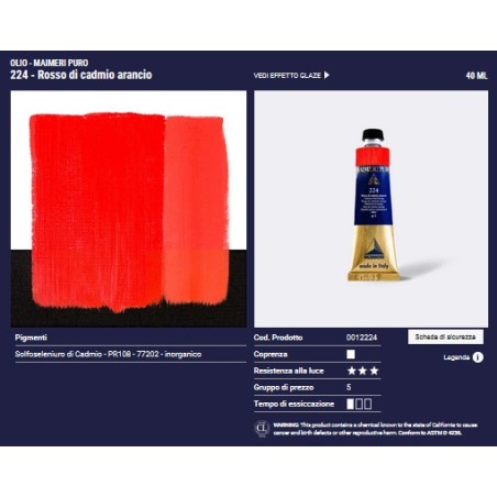 224 Rosso di Cadmio Arancio - Maimeri Puro