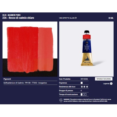 226 Rosso di Cadmio chiaro - Maimeri Puro