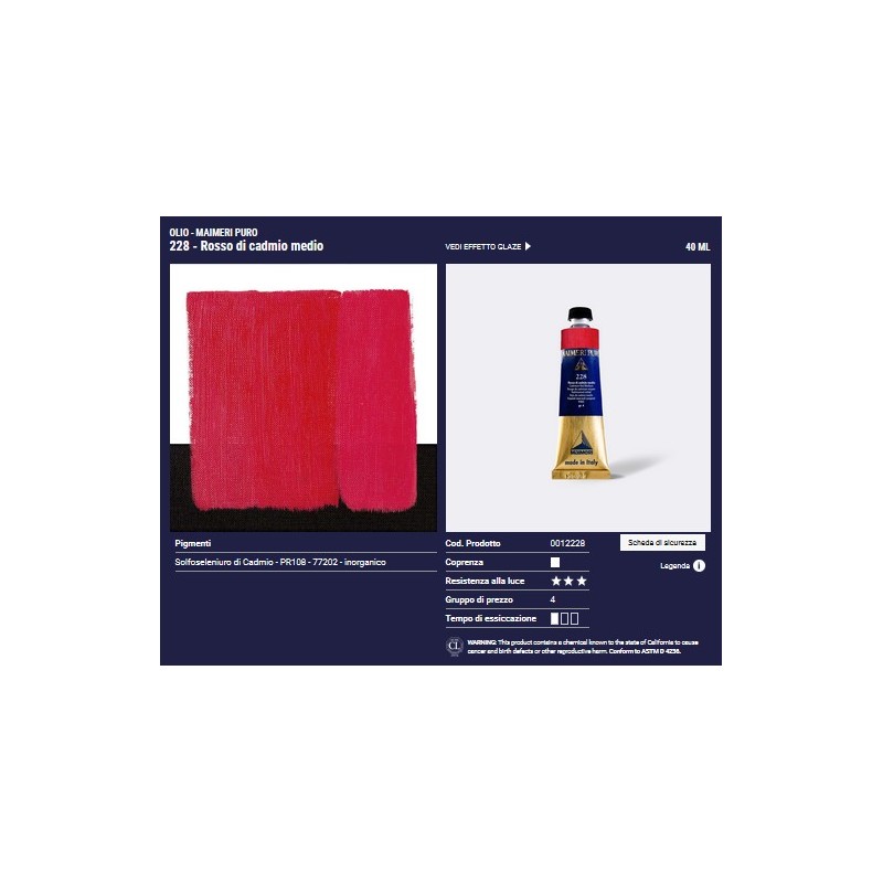 228 Rosso di Cadmio medio - Maimeri Puro