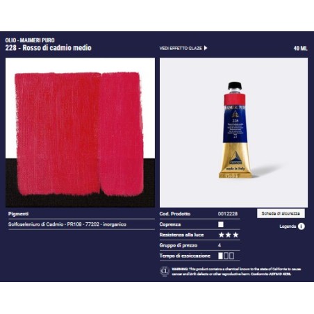 228 Rosso di Cadmio medio - Maimeri Puro