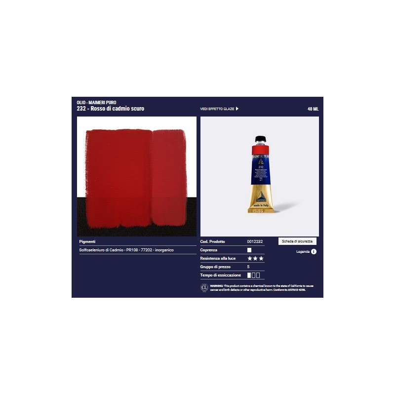 232 Rosso di Cadmio Scuro - Maimeri Puro
