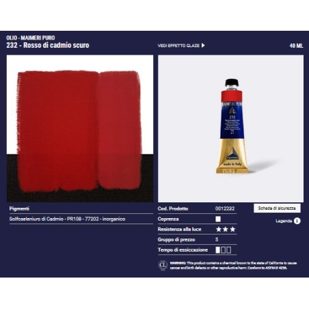 232 Rosso di Cadmio Scuro - Maimeri Puro