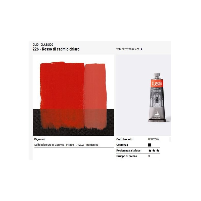 226 Rosso di cadmio chiaro - Maimeri Classico